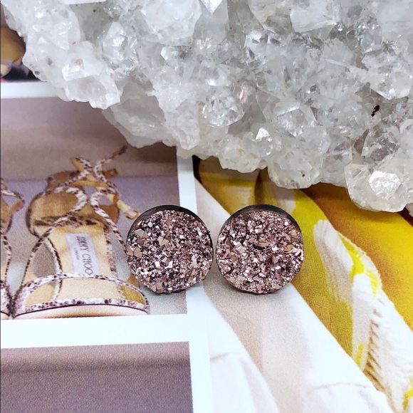 Olivia Rae Jewelry - Rose Gold Druzy Stud Earrings